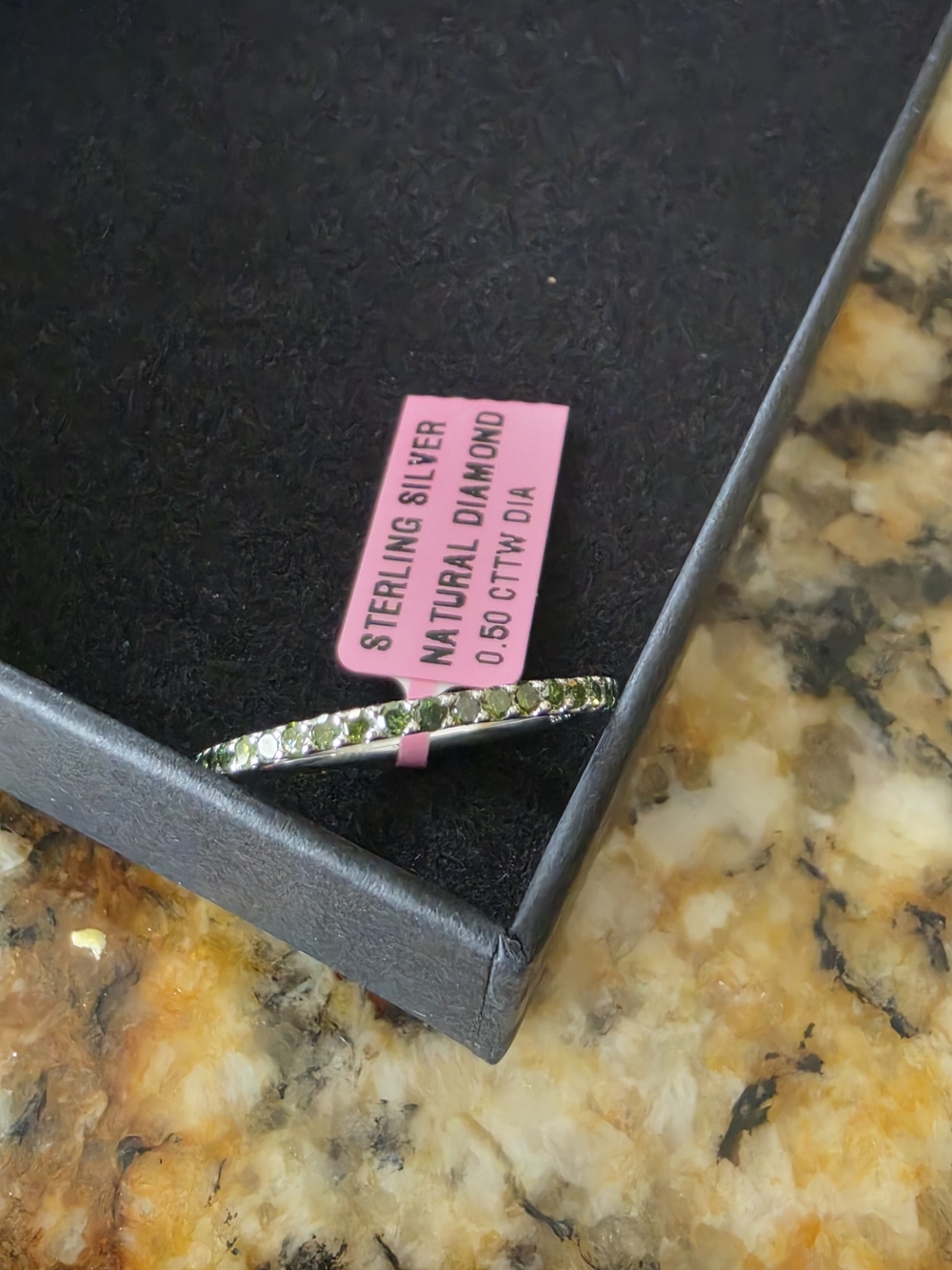 Sterling Silver NaturalGreen  Diamond Stackable Ring